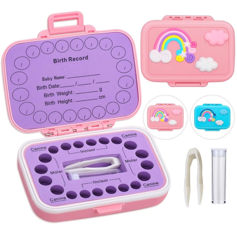 Caffox Tooth Holders for Kids Keepsake, Baby Teeth Keepsake Box, Tooth Saver, Tooth Container for Lost Teeth, Teeth Storage Holder for Tooth Fairy (Pink) - Image 1